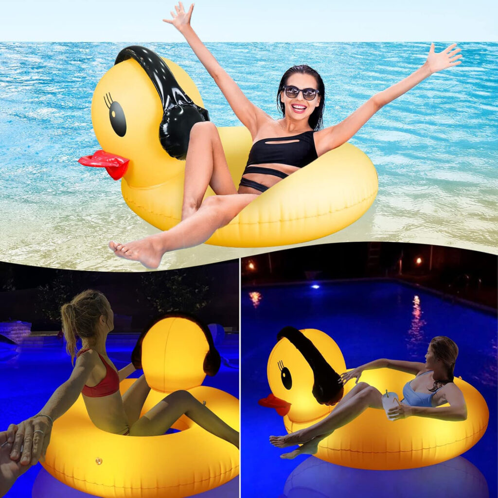 Inflatable Duck Pool Float with Lights - CRAOB