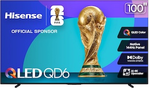 Hisense 100-inch Class QD6 Series (100QD6QF, 2025 Model) QLED 4K UHD Smart Fire TV