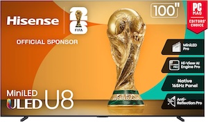 Hisense 100-inch Class U8 Mini-LED ULED 4K UHD Google Smart TV (100U8QG, 2025 Model)