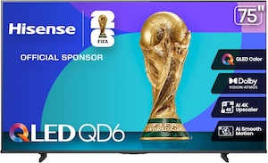 Hisense 75" Class QD6 Series (75QD6QF, 2025 Model) QLED 4K UHD Smart Fire TV