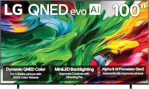 LG 100-Inch Class QNED evo AI QNED85A Series Mini LED 4K Smart TV