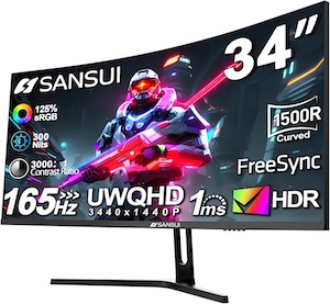 SANSUI 34-Inch Curved Gaming Monitor